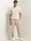 Ascot Off-White Striped Design Relaxed-Fit Cotton T-Shirt