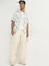 Nuon Off-White Abstract Blended Linen Relaxed-Fit Shirt