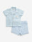 HOP Baby Light Blue Embroidered Cotton Shirt with Shorts Set