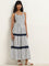 Bombay Paisley Ivory Stripe Patterned Tiered Cotton Dress