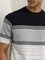 WES Lounge Grey Melange Striped Relaxed-Fit T-Shirt