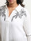 Gia White Crinkle Textured Embroidered Cotton Blouse