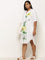 Gia White Floral Printed Straight Cotton Dress