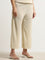 Gia Beige Ribbed Textured High-Rise Pants