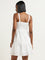 Nuon White Schiffli Design Tiered Cotton Dress