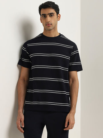 WES Lounge Navy Striped Relaxed-Fit T-Shirt