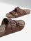 LUNA BLU Brown Double Band Comfort Leather Sandals