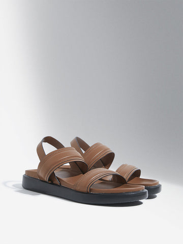 LUNA BLU Tan Multi-Strap Slingback Sandals