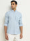 WES Casuals Blue Stripe Printed Slim-Fit Cotton Shirt