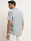 WES Casuals Dusty Blue Floral Pattern Slim-Fit Cotton Shirt