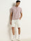 WES Casuals Dusty Pink Striped Relaxed-Fit Polo T-Shirt