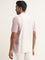 WES Casuals Dusty Pink Colour-Blocked Relaxed-Fit Polo T-Shirt