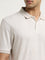 WES Casuals Beige Leaf Design Relaxed-Fit Polo T-Shirt