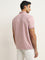 WES Casuals Dusty Pink Self-Striped Relaxed-Fit Polo T-Shirt