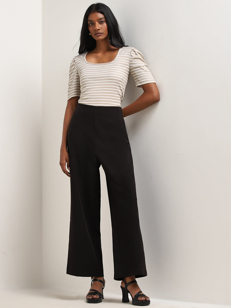 Wardrobe Black Solid High-Rise Trousers