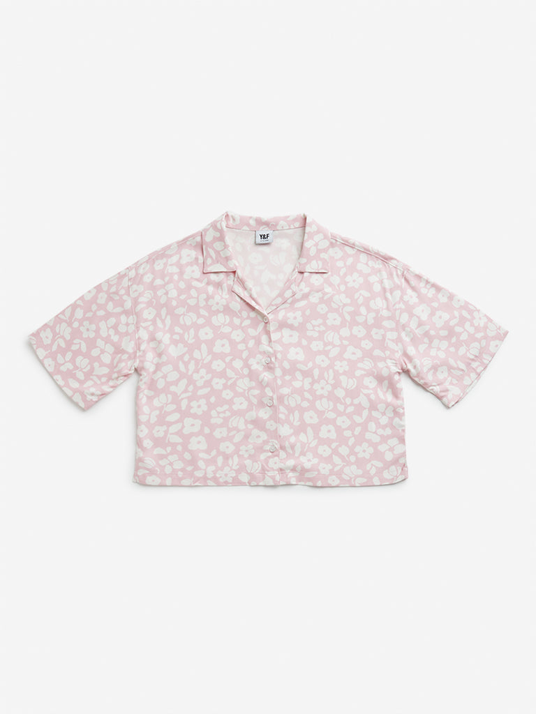 Y&F Kids Pink Floral Printed Shirt