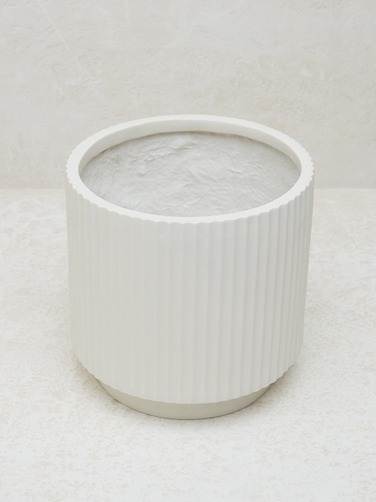 Westside Home White Marble Ribbed-Textured Planter - Small