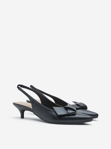 LUNA BLU Black Bow-Detailed Slingback Shoes