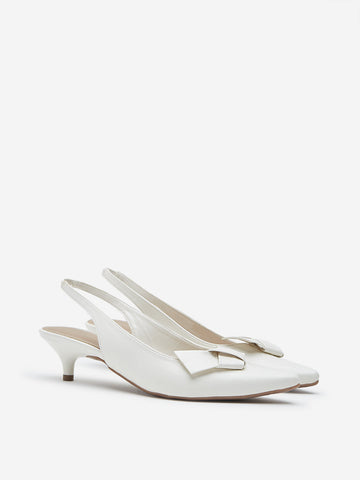 LUNA BLU White Bow-Detailed Slingback Shoes