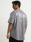 Studiofit Grey Stripe Printed Relaxed-Fit T-Shirt