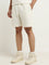 Studiofit Off-White Textured Relaxed-Fit Mid-Rise Shorts