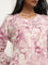 Zuba Mauve Floral Printed A-Line Kurta