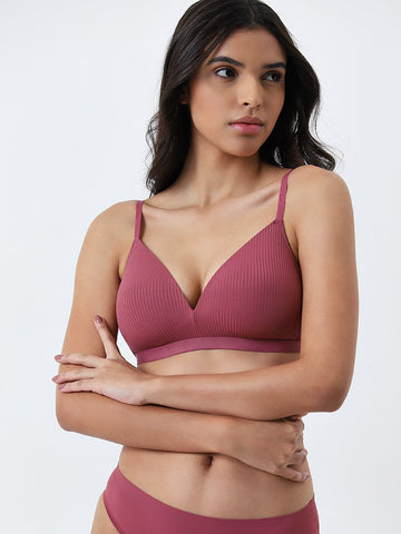 Wunderlove Dusty Rose Self-Striped Padded Bra