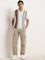 WES Casuals Off-White Striped Relaxed-Fit Polo T-Shirt