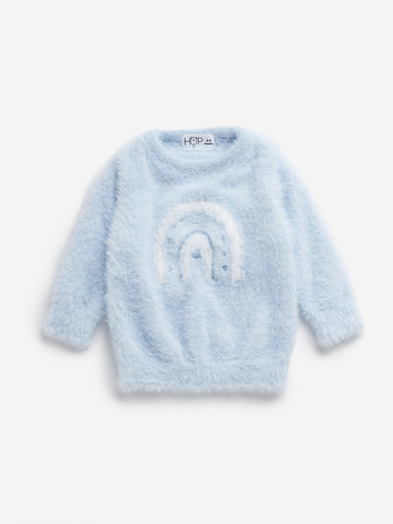 HOP Baby Light Blue Faux Fur Sweater