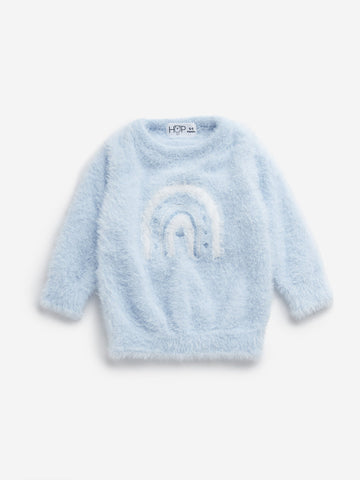 HOP Baby Light Blue Faux Fur Sweater