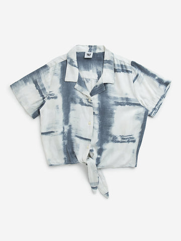 Y&F Kids Black Tie-Dye Printed Cotton Shirt