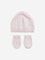 HOP Baby Pink Cotton Cap with Mittens Set