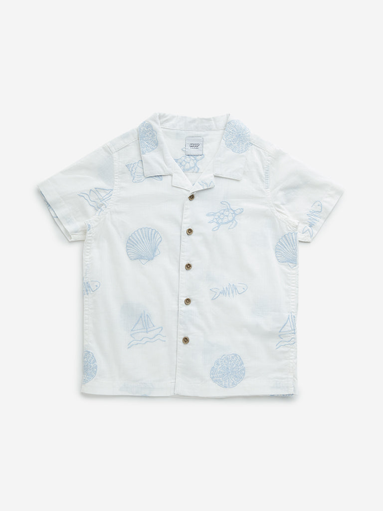 HOP Kids White Embroidered Shirt