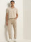 WES Casuals Beige Knitted Relaxed-Fit Cotton Polo T-Shirt