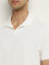 WES Casuals White Knitted Relaxed-Fit Cotton Polo T-Shirt