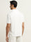 WES Casuals White Knitted Relaxed-Fit Cotton Polo T-Shirt