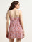 Nuon Pink Floral Pleated A-Line Dress