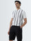 WES Casuals Grey Striped Relaxed-Fit Polo T-Shirt