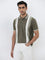 WES Casuals Olive Striped Relaxed-Fit Polo T-Shirt