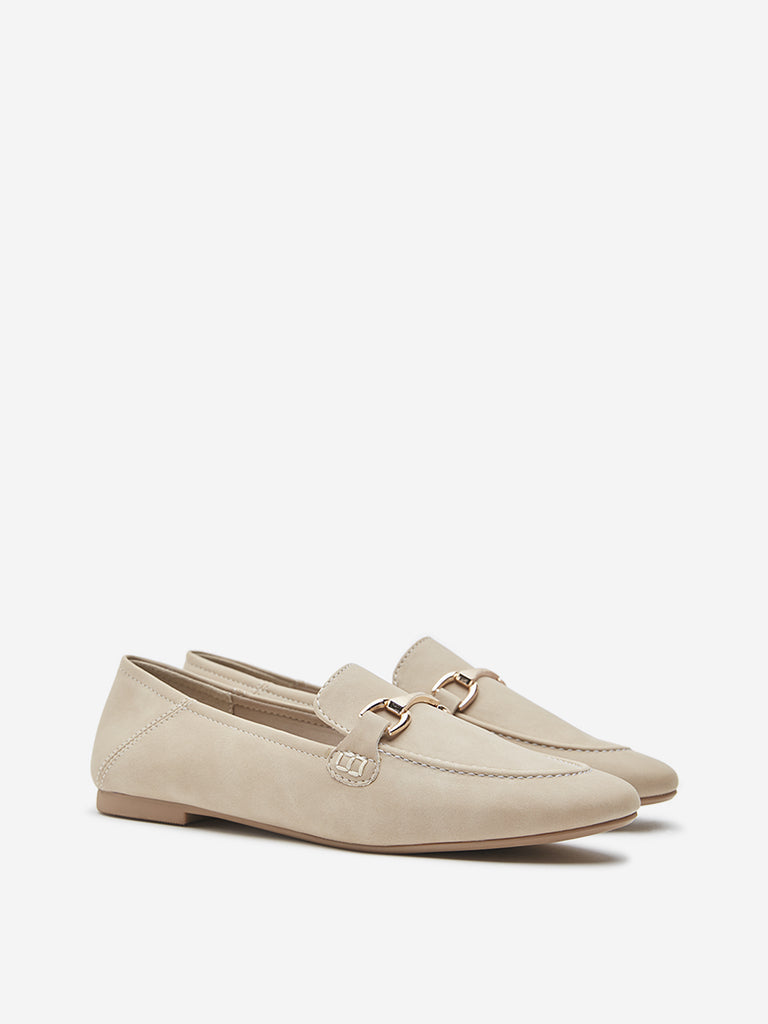 LUNA BLU Ivory Metal-Detailed Loafers