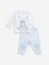 HOP Baby Light Blue Animal Print Cotton T-Shirt & Pants Set