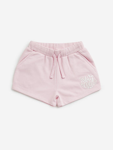 HOP Kids Pink Text Design Mid-Rise Shorts