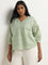 Gia Light Sage Schiffli Detailed Cotton Top