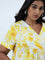 Gia Yellow Floral Printed Straight Cotton Blend Dress