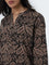 Utsa Brown Leaf Printed Straight Cotton Kurta