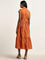 LOV Rust Schiffli Tiered Cotton Shirt Dress with Belt