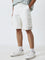 Nuon White Cargo-Style Mid-Rise Relaxed-Fit Cotton Shorts