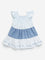 HOP Baby Blue Colour Blocked Cotton Tiered Dress