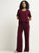 Wunderlove Burgundy Solid High-Rise Pants