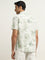 WES Casuals Sage Leaf Printed Slim-Fit Cotton Shirt